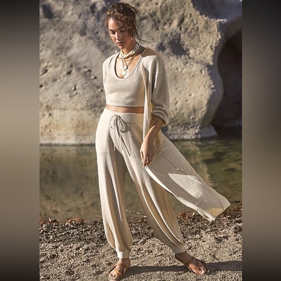 FP Beach Pants - Free People Beach - Living In This Sweater Set PANTS ONLY - Cream - Size Small
